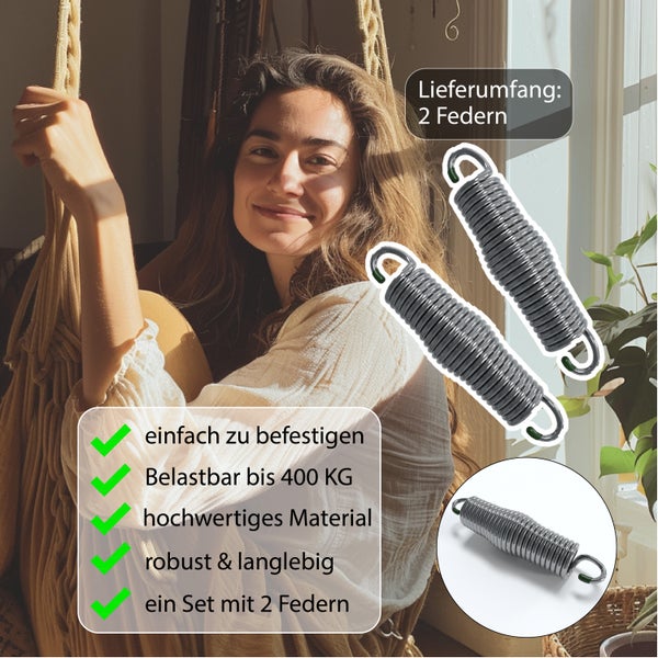 Set mit zwei Metallfedern für Hängesessel belastbar bis 400 Kilogramm