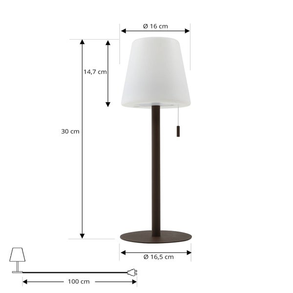 Lindby LED Akkutischlampe höhenverstellbar, Lichtfarbe 3-stufig einstellbar Akku Tischlampe kabellos aufladbare tragbare Tischleuchte Garten IP44