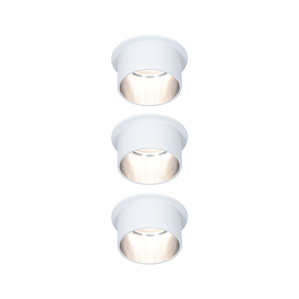 LED Einbauleuchte 3-Step-Dim Gil Coin Basisset IP44 rund 68mm Coin 3x6W 3x470lm 230V dimmbar 2700K Weiß matt, Eisen gebürstet