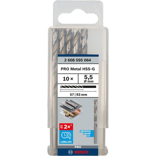 Bosch PRO Metal HSS-G Spiralbohrer 5,5 x 57 x 93 mm - 2608595064