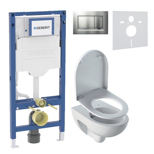 Vorwandelement mit Betätigungsplatte, Wand-Tiefspül-WC und Montagezubehör