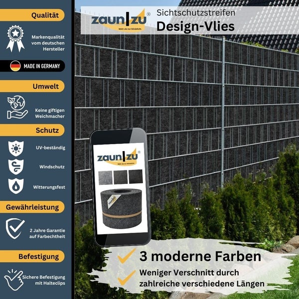 Zaun mit Sichtschutzstreifen aus Designvlies von Zaun zu