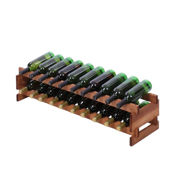 Weinregal VINOTECA FLEX PRO HxBxT 23x103x28cm 20 Flaschen auf 2 Ebenen Massives Kiefernholz Braun geölt
