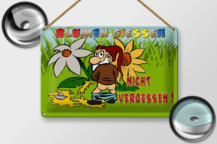 Blechschild Spruch 30x20cm Blumen giessen nicht vergessen