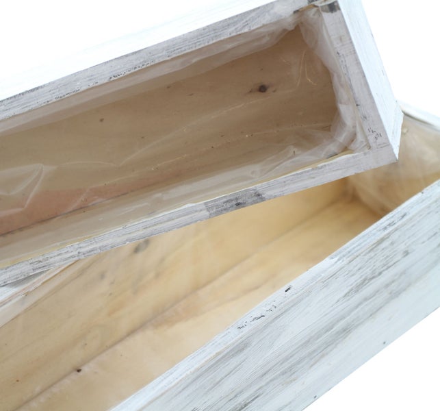 FRANK FLECHTWAREN | Pflanzer Shabby-White, 2er Set, HOLZ, FOLIE, 33 x 8 x 7 cm, 40 x 10 x 8 cm