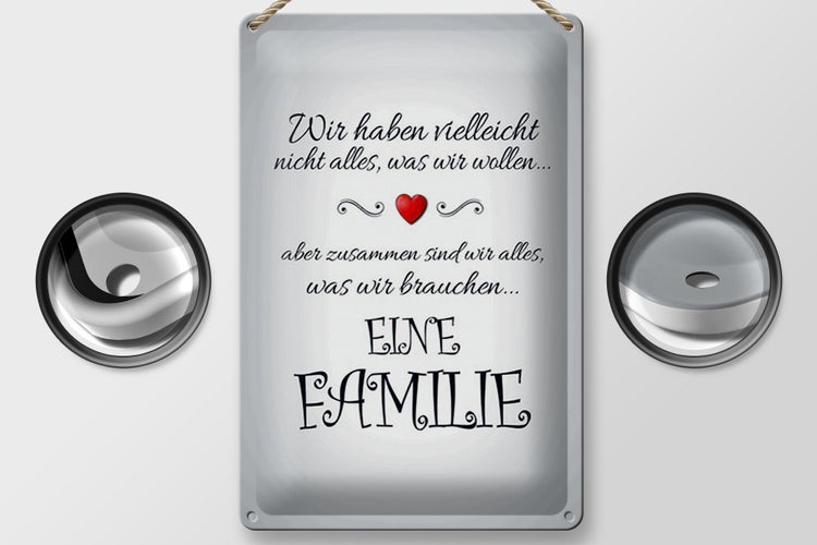 Blechschild Spruch 20x30cm Zusammen wir alles eine Familie