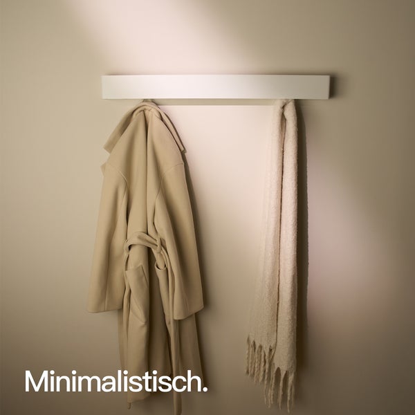 Designfabrik Hamburg Garderobe mit versteckten Haken  |  Wandgarderobe Weiß 80 cm