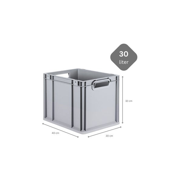 PROREGAL SparSet 5x Eurobox NextGen Grip mit Auflagedeckel mit 4 Schwarzen Schiebeschnappverschlüssen HxBxT 32 x 30 x 40 cm 30 Liter Griffe