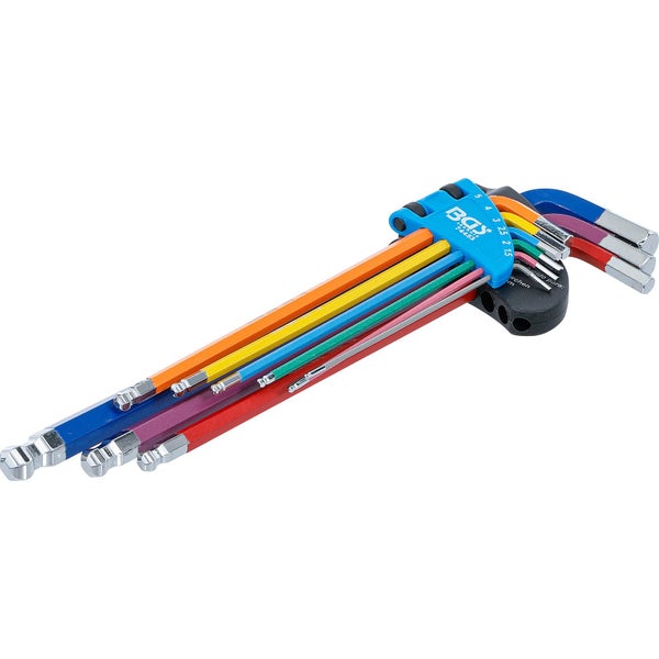 BGS Winkelschlüssel-Satz Multicolour extra lang Innensechskant, Innensechskant mit Kugelkopf 1,5 - 10 mm 9tlg. - 74453