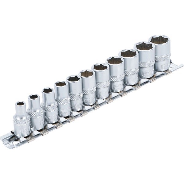 BGS Steckschlüssel-Einsatz-Satz Sechskant Antrieb Innenvierkant 6,3 mm (1/4) Zollgrößen 11tlg. - 2433