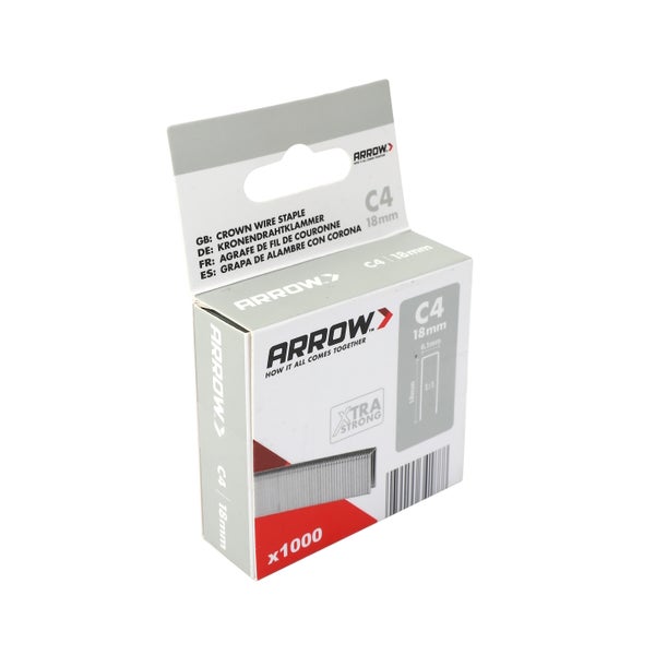 Arrow C4 Kronendrahtklammern, 1000 Stück, Länge 18 Millimeter, Breite 6,1 Millimeter, extra stark.