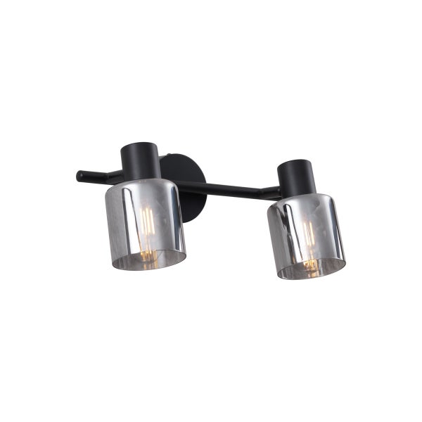 Wandleuchte mit zwei grauen Glasschirmen