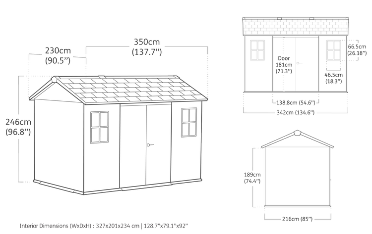 Keter Newton 1175 Gartenhaus - 230x350x246cm – Grau