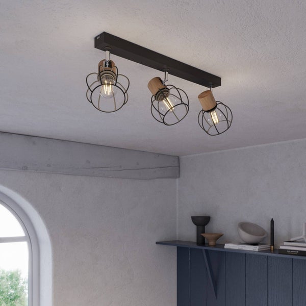 Envostar Deckenlampe Fence in Schwarz aus Metall (3 flammig, E27) - Deckenleuchte Lampe Flurleuchte