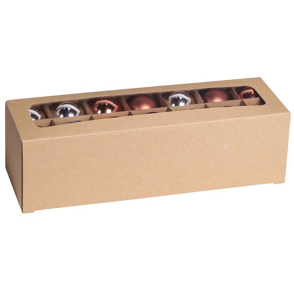 Karton mit Weihnachtsbaumkugeln aus Glas