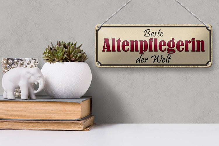 Blechschild Spruch 27x10cm beste Altenpflegerin der Welt Dekoration
