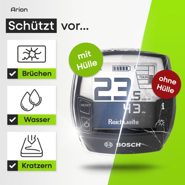 ARION Bosch Intuvia Displayschutz Ebike Zubehör I Fahrradcomputer Schutzhülle für E Bike Display I durchsichtig und Kratzfest I wasserabweisend I Fahrrad Computer Schutz Abdeckung