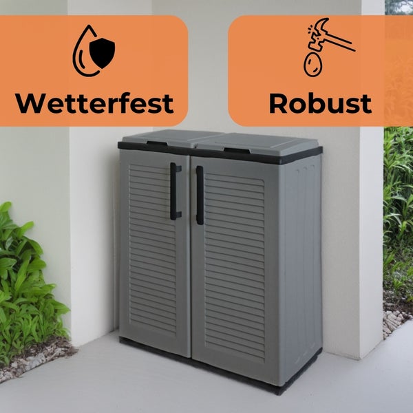 2-Fach Mülltrennsystem Garten Schrank Müllbox Trennsystem Müll Abfall Sack Eimer