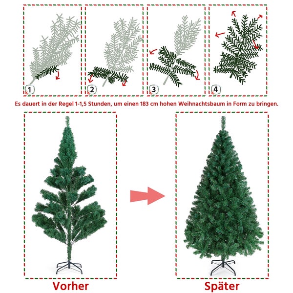 Anleitung zum Aufstellen eines circa 183 Zentimeter hohen Weihnachtsbaums