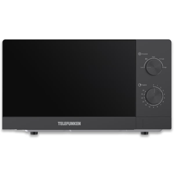 Telefunken Mikrowelle Solo Mikrowellengerät klein mit 20 L Garraum 700 W 5 Leistungsstufen schwarz B-MW-20-G-B
