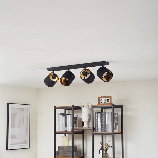 Lindby Deckenlampe Vasilia (Modern) in Schwarz aus Textil (4 flammig, E14) - Deckenleuchte Lampe Wohnzimmerleuchte