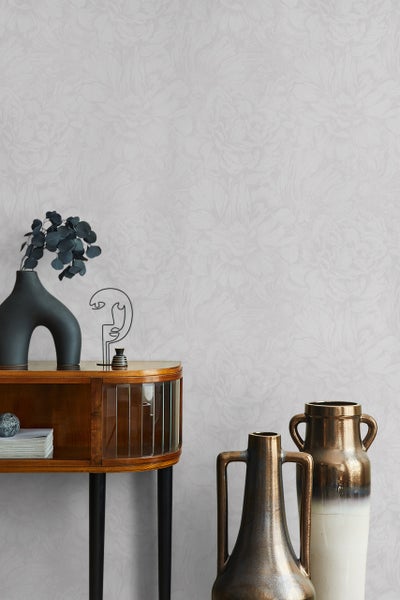 Tapete Weiß Floral Modern Natur für Wohnzimmer Schlafzimmer MADE IN GERMANY 10,05 x 0,53m