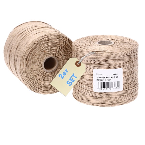2x Juteschnur 500 m Bindfaden Schnur zum basteln Jutegarn Natur Jutekordel Paketschnur Gartenschnur Jute Bastelschnur Garten Pflanzschnur