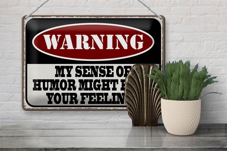 Blechschild Spruch 30x20cm Warning my sense of humor might hurt