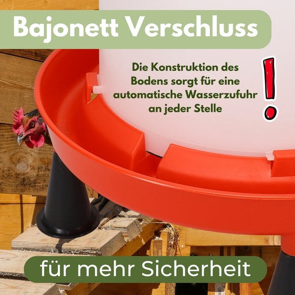 XXL Hühnertränke mit Standfüßen Hühner Zubehör Geflügeltränke XXL 15 Liter Wassertränke Hühner Hühnertränke Automatisch Wasserspender Hühner