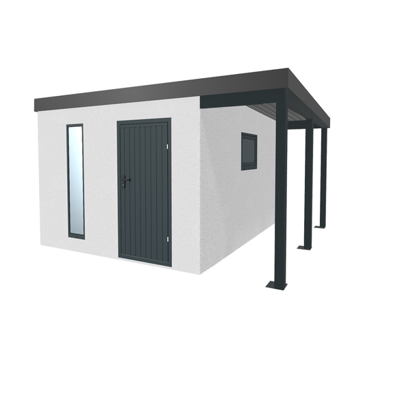 Gartenhaus mit Vordach, Tür und Fenster