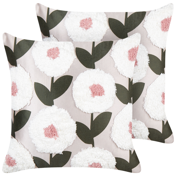 Dekokissen 2er Set KUNRI Baumwolle 45 x 45 cm Bunt Blumenmuster