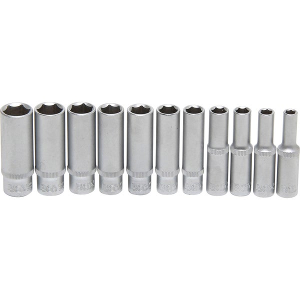 BGS Steckschlüssel-Einsatz-Satz Sechskant tief Antrieb Innenvierkant 6,3 mm (1/4) Zollgrößen 11tlg. - 2429