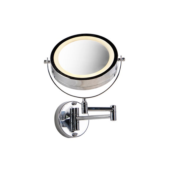 Runder Wandspiegel mit Beleuchtung und verstellbarem Arm für Badezimmer