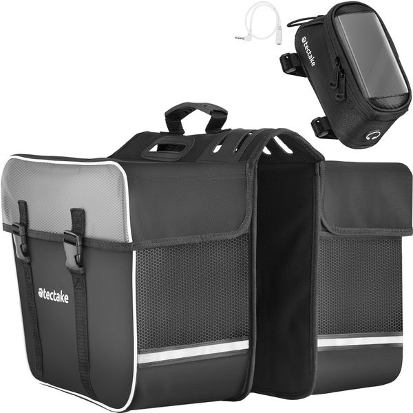 tectake Fahrradtasche mit Smartphone-Halterung und Kopfhörerverlängerungskabel