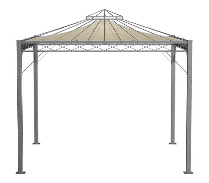 Pavillon ELEO Trento 3 x 3 m feuerverzinkt | mit Sonnensegel ecru