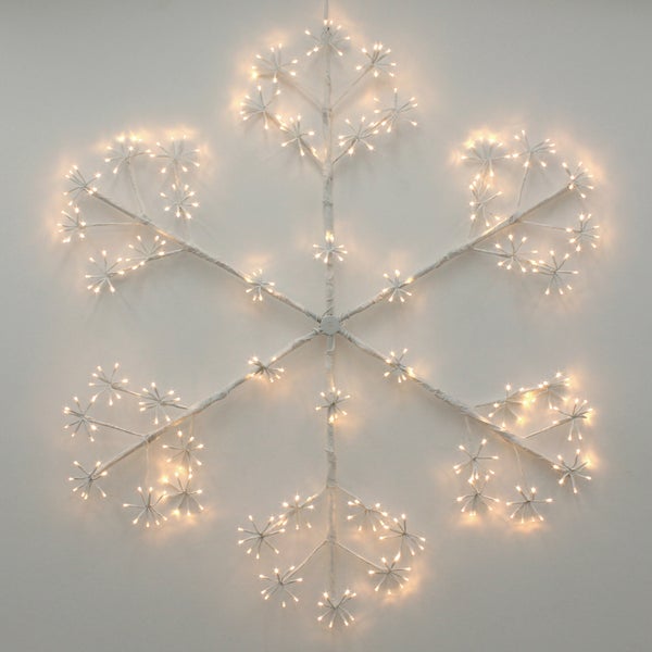 ECD Germany LED-Schneeflocke mit 384 warmweißen LEDs, 120 cm, Dekorative Hängende Weihnachtsbeleuchtung für Innen/Außen, IP44 Wasserdicht, Fenstersilhouette Fenster Deko Lichterkette für Weihnachten