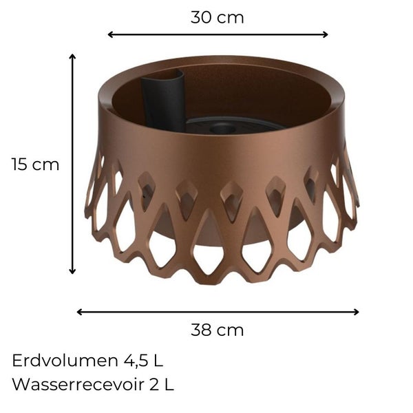 Grabschale mit Selbstbewässerung und Wasserüberlauf Friedhof Grab Vase bronze Ø 30