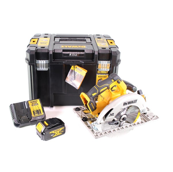 DeWalt Akku-Handkreissäge mit 18 Volt Akku, Ladegerät und TSTAK Werkzeugkoffer