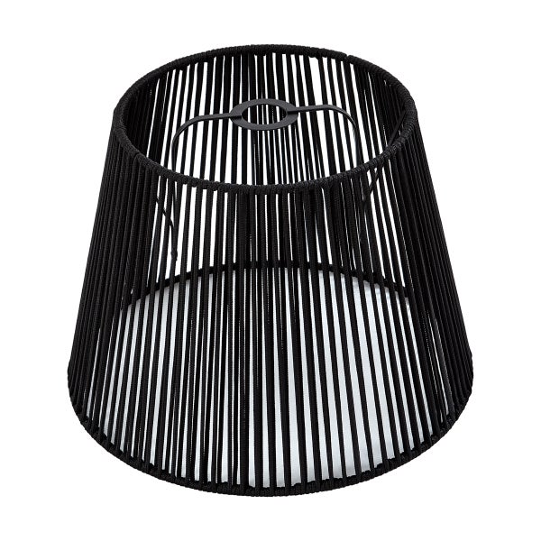 Konischer Lampenschirm aus schwarzen Schnüren mit Metallgestell