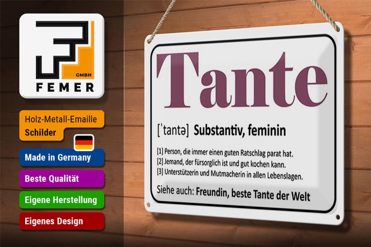 Blechschild Spruch 30x20cm Tante Freundin beste Tante Welt