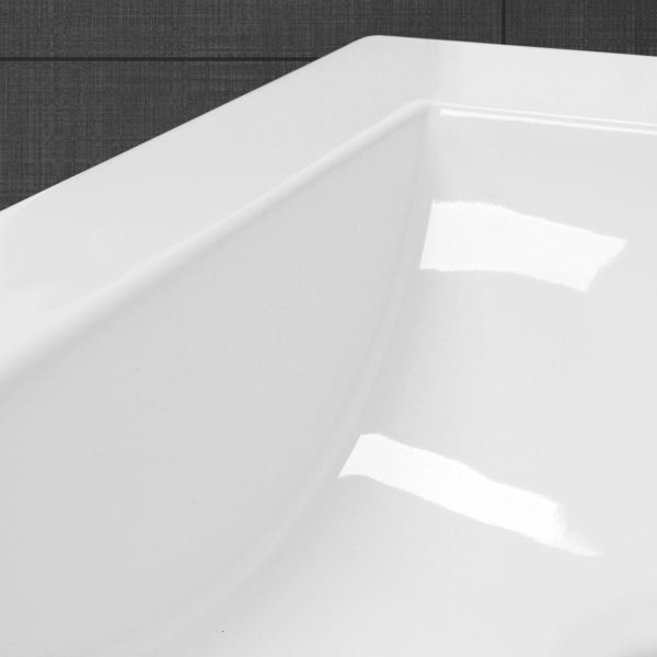 ECD Germany Waschbecken Waschtisch 710x465x175mm Keramik Eckig Weiß + Wasserhahn ausziehbare Brause Standard Chrom + Ablaufgarnitur Pop-Up Ventil Chrom, Aufsatzwaschbecken Aufsatzwaschtisch Waschplatz