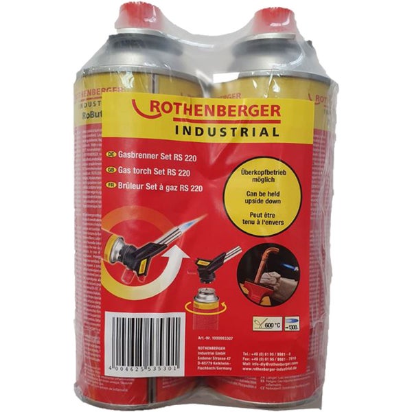ROTHENBERGER Industrial Gasbrenner RS 220 Set inklusive 2x RoButan Gaskartusche 220 ml - 1000003307