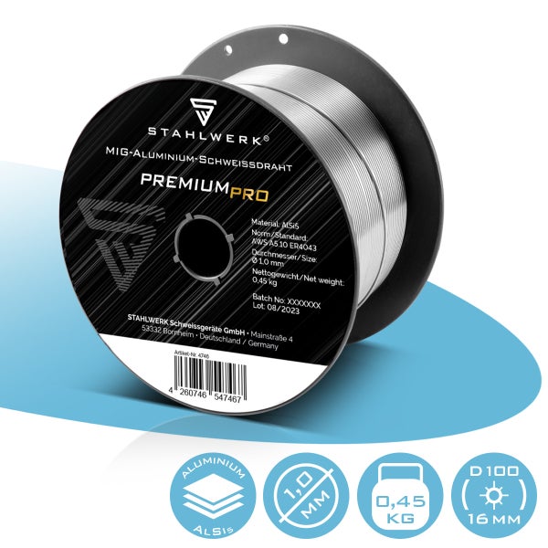 STAHLWERK Schweißdraht MIG MAG Aluminium ER4043 AlSi5 1,0 mm 0,45 kg Drahtrolle