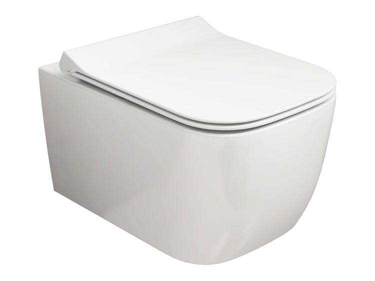 Wand-WC mit geschlossenem Spülrand und WC-Sitz