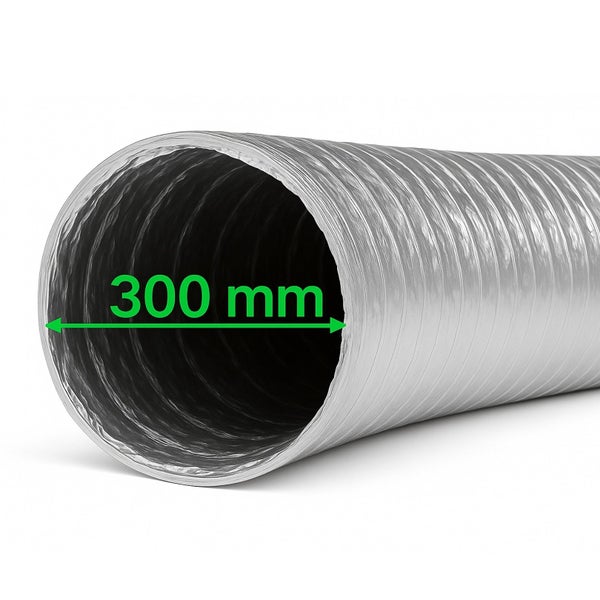 Aluflexrohr 300mm – 1 Meter flexibler Abluftschlauch für Growboxen, Klimageräte & mehr – Feuergeschützt, Robuste Aluminium-Innenbeschichtung, Extra Stabil & Langlebig