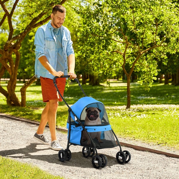 PawHut Hundewagen, 82L x 47B x 97H cm, Oxford-Gewebe, Stahl, Blau