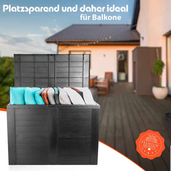 BigDean Aufbewahrungsbox Garten 170L mit Stecksystem aus Kunststoff – Auflagenbox wasserdicht für outdoor geeignet – Kissenbox im kompakten Design & Made in Europe