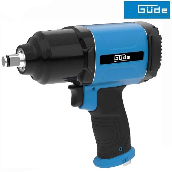 Güde Druckluft-Schlagschrauber mit ergonomischem Griff und Vierkantaufnahme. Güde Logo.