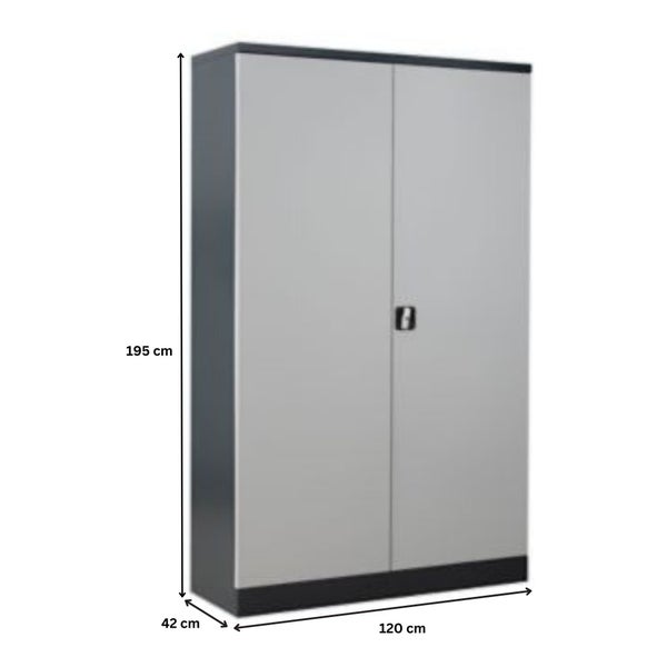 PROREGAL Stahlschrank Bee 5 Fachböden HxBxT 195 x 120 x 42 cm Pulverbeschichtetes Fachbodenmaterial Anthrazit & Grau