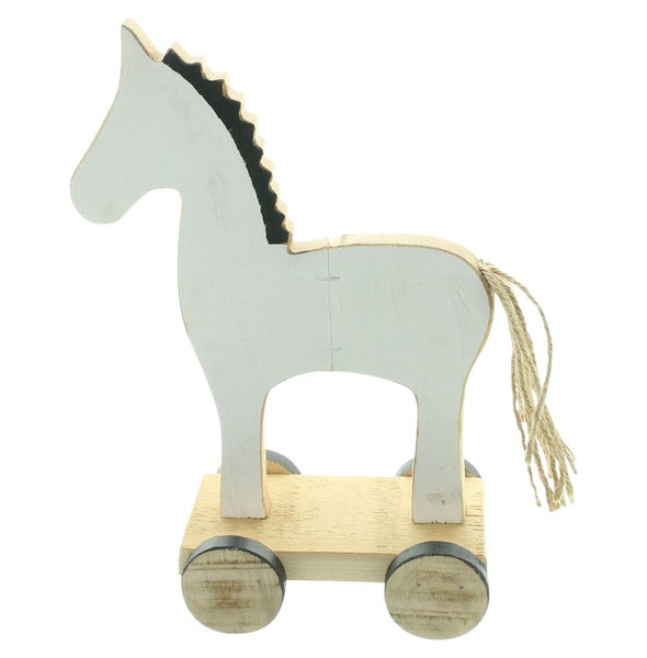 FRANK FLECHTWAREN | Figur Nostalgisches Pferdchen, 18 x 27 cm, HOLZ, HANF